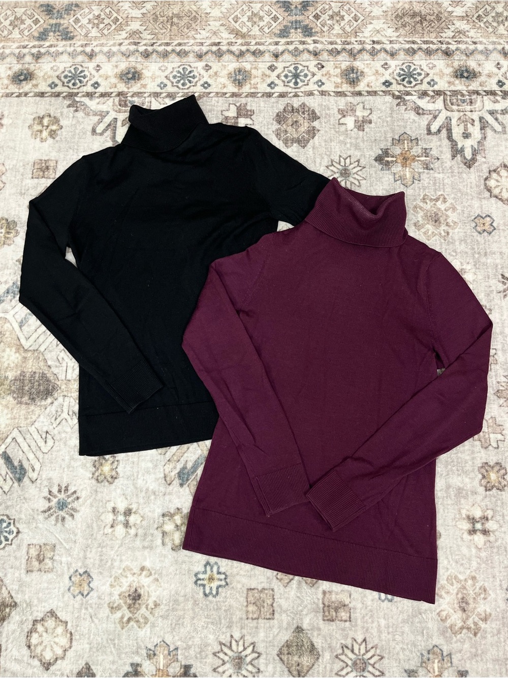 black & purple mock neck sweater bundle